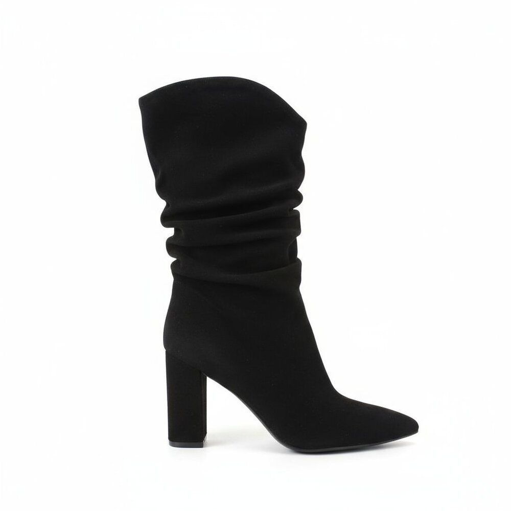 Marc Fisher Black Suede Slouch Boots Size 8M 👢✨